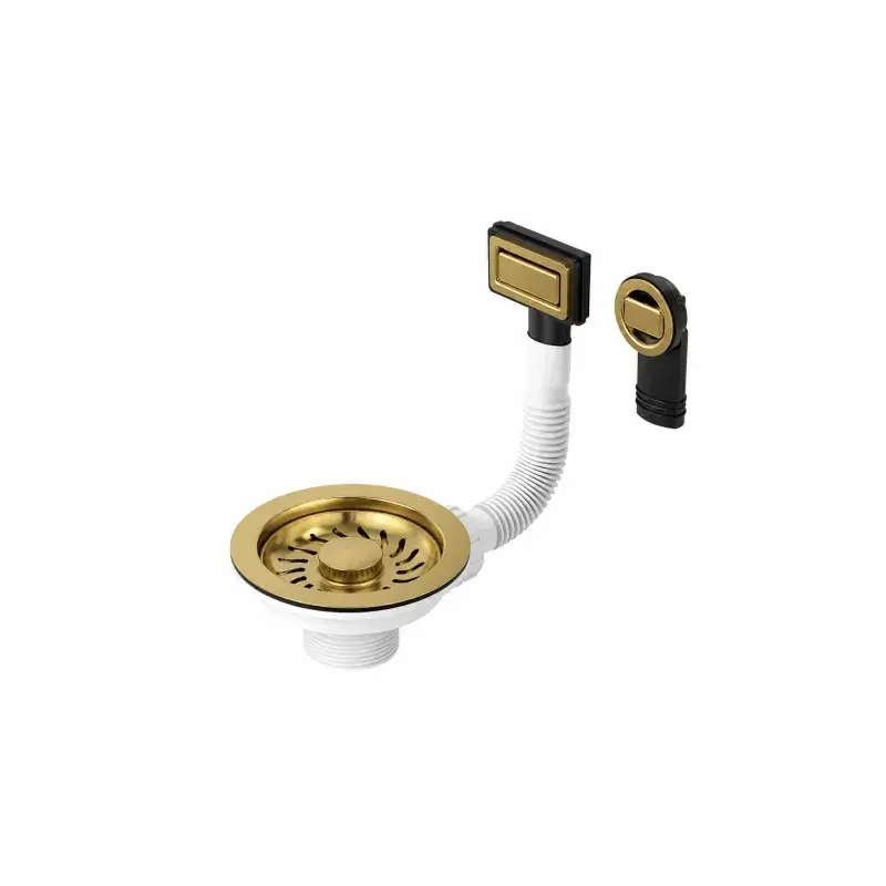 Desagüe universal para fregadero de cocina Ø 114 mm con rebosadero de PVD dorado cepillado L.B. Plast Fasolo D6701-46RFSS-CVCL-K Prezzo Di Fabbrica
