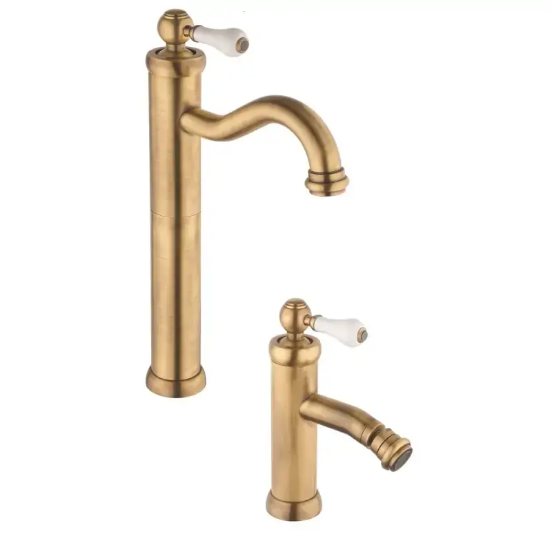 Saldi Conjunto de grifería para lavabo y bidé estilo retro color bronce Piralla Como KITCOMOOF2