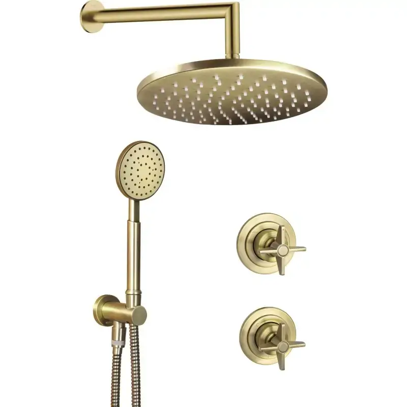 Kit de ducha completo con mezclador empotrado de latón cepillado Deante Temisto NAC_M9QT Spedizione Espresso