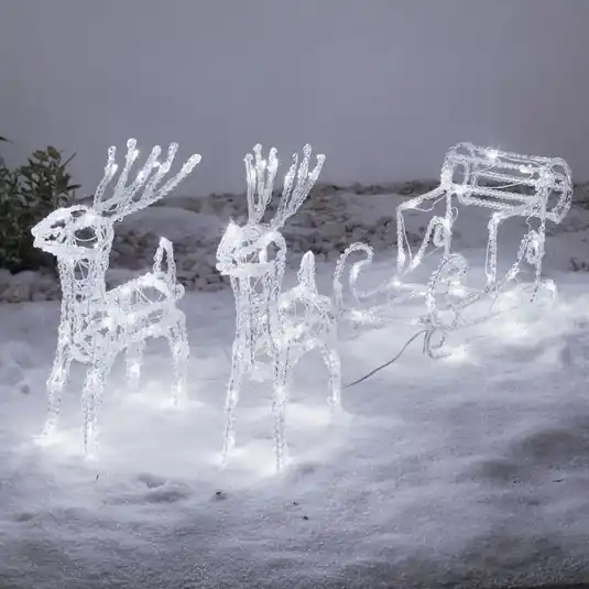 Luccicanti renne con slitta a LED, per esterni Novità