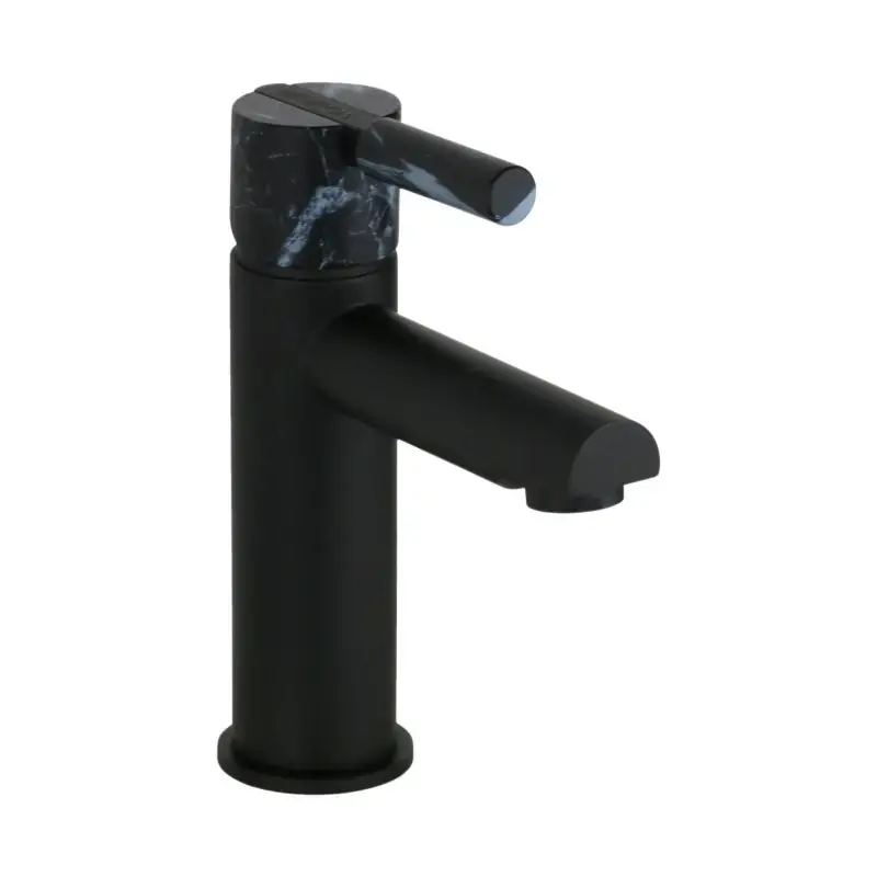 Solo Oggi Mezclador de lavabo negro mate con mango de piedra blanca FP Pattaroni UNIC°U-MF-BLKMRB05