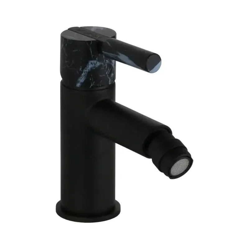 Novità Mezclador de bidé en color negro mate con mango de piedra blanca FP Pattaroni UNIC° U-BIDET-BLKMRB05