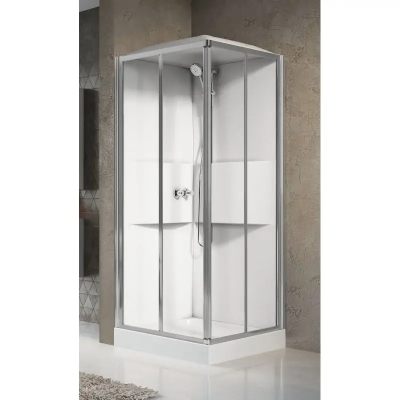 Prezzo Scontato Cabina de ducha multifunción 80 x 80 2 puertas correderas y 2 fijas Novellini Media 2.0 A ME2A80M-1AB