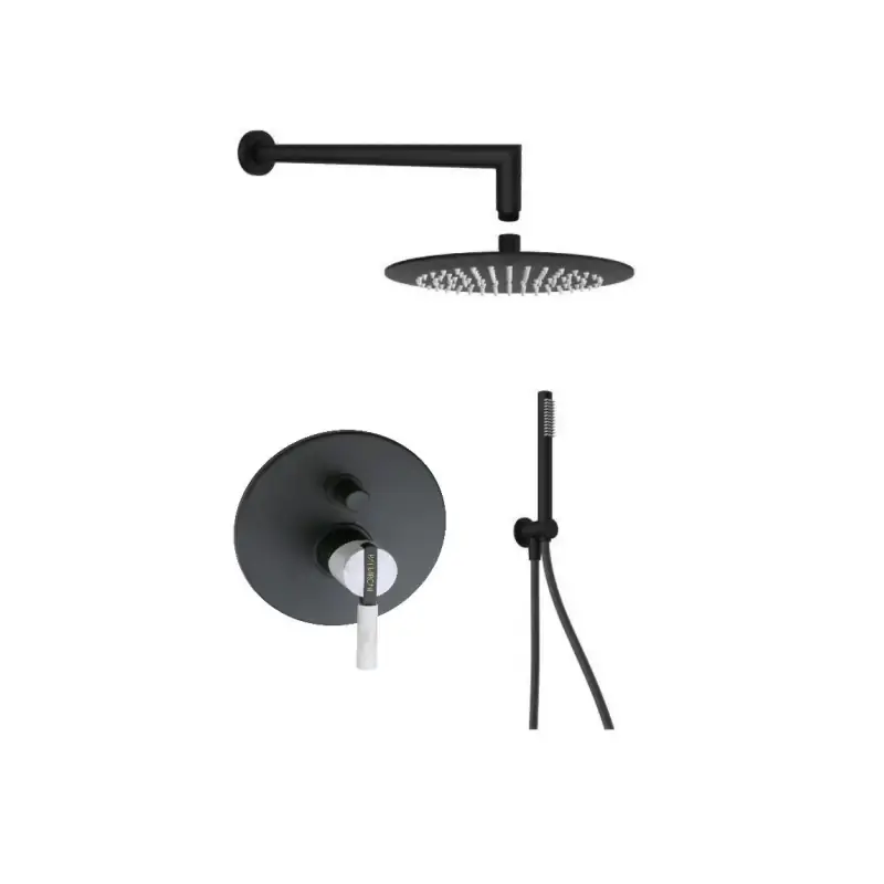 A Buon Prezzo Kit de ducha completo en color negro mate con tirador de piedra blanca FP Pattaroni UNIC° KITUNI1