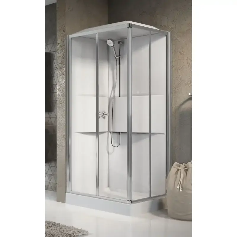 Nuova Collezione Cabina de ducha multifunción 100 x 80 2 puertas correderas y 2 fijas Novellini Media 2.0 A ME2A100M-1AB