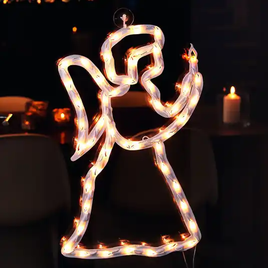 Pagamento Sicuro Elemento decorativo per finestra Angelo con 50 LED