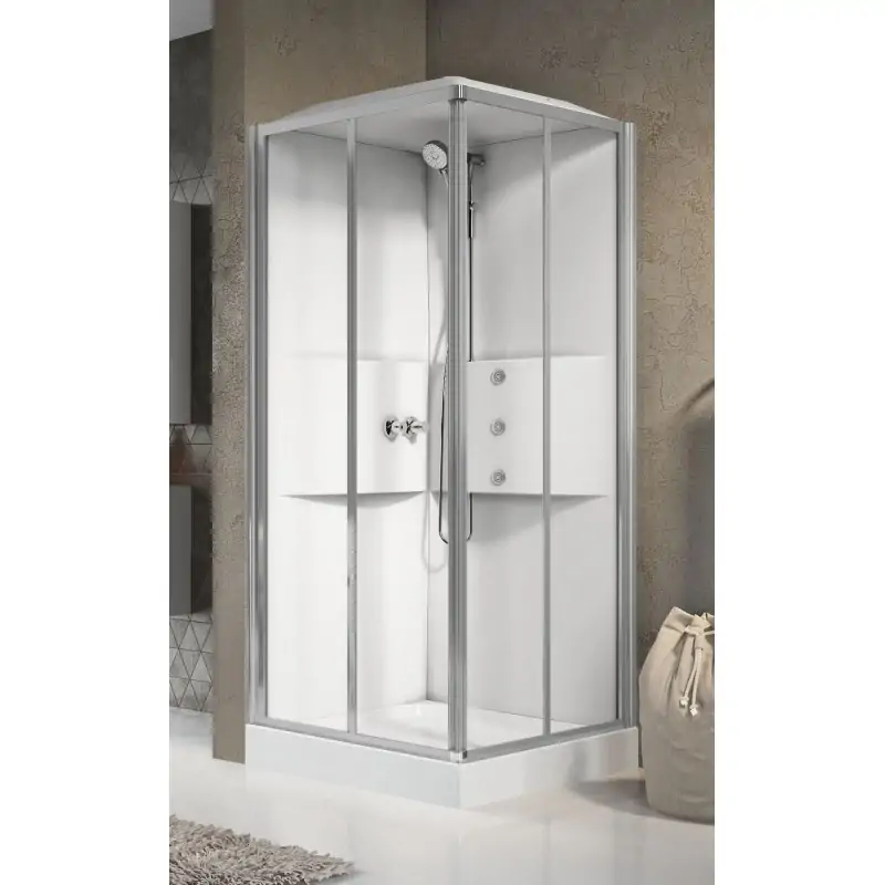 Ordina Subito Cabina de ducha de esquina multifunción versión hidromasaje 90 x 90 con 2 puertas correderas Novellini Media 2.0 A ME2A90T1F-1AB