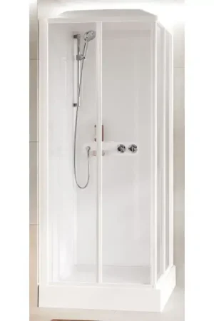 Solo Oggi Cabina de ducha 90 x 90 apertura con 2 puertas correderas y 2 fijas en línea Novellini Media Glass A MEGA90MF-1AA