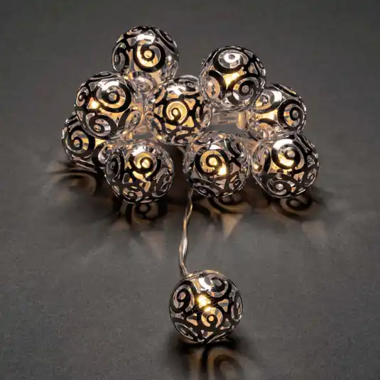 Catena luminosa LED palle metalliche argento Prezzo Scontato