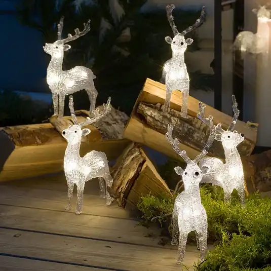 Figure luminose LED renne da esterni, set 5x Must-Have