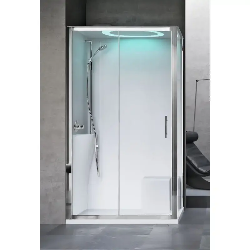 Cabina de ducha multifuncional 120 x 80 modelo estándar versión izquierda con luz LED integrada Novellini Eon 2P EON2P120STT-1AB Nuova Collezione