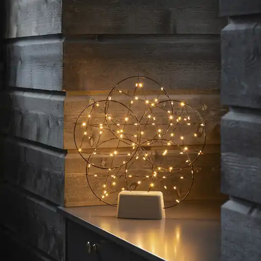 Pagamento Sicuro Lampada LED deco 5 anellini, con base di legno