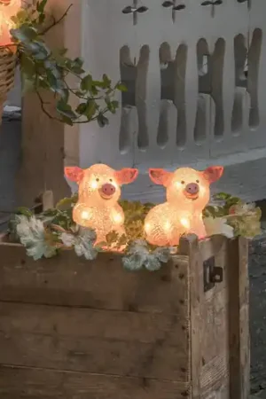 Spedizione Espresso Pig con luce a LED, set di 5 come catena, rosa