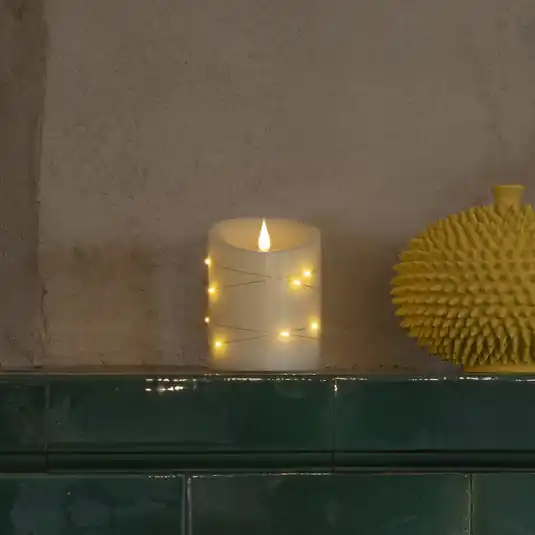 Candela LED di cera crema Colore di luce ambra Altezza14cm A Buon Prezzo