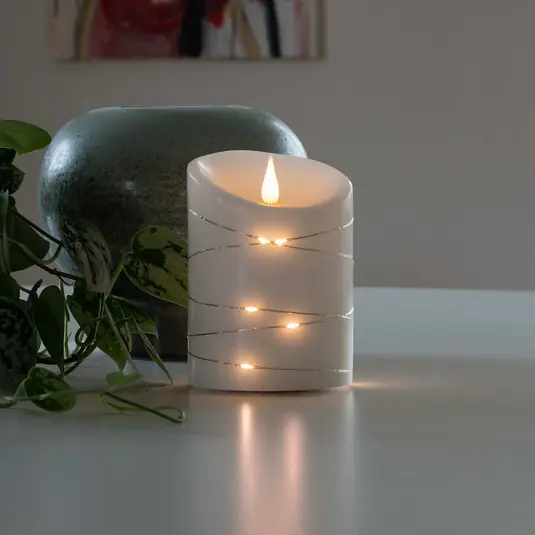 Pagamento Sicuro Candela LED di cera bianca Colore di luce bianco caldo 14 cm
