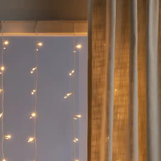 Più Venduto Tenda luminosa LED, 120 luci, ambra
