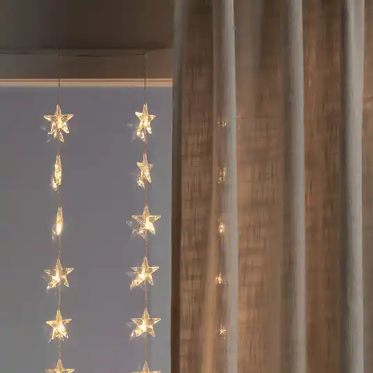 Promo Stagionale Tenda luminosa LED stelle 120 luci, bianco caldo