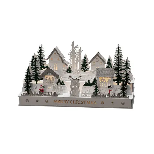 A Buon Prezzo Arco luminoso LED villaggio legno, trafo/batteria