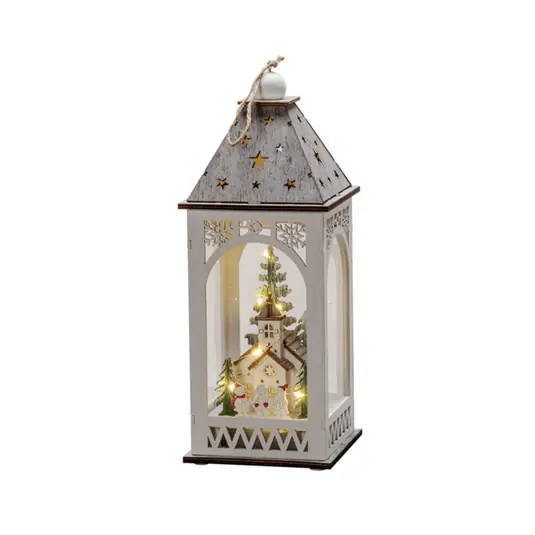 Popolare Lanterna LED deco con chiesa in inverno