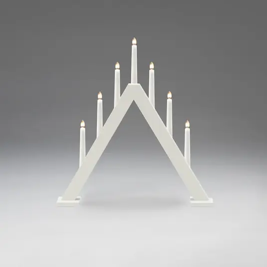 Offerta Lampo Candelabro in legno a 7 luci, altezza 50 cm, bianco
