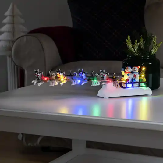 Più Venduto Deco tavolo pupazzo neve/slitte LED colorati