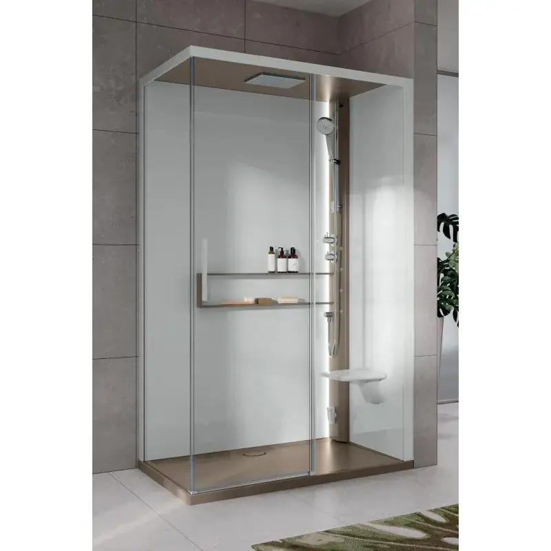 Cabina de ducha 120 x 80 versión derecha Hammam hidromasaje apertura con 1 puerta corredera Novellini Glax 2 2P G222P120DT5-1TU Ultimissimo Modello