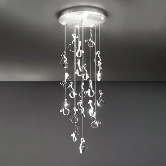 Knikerboker Curve LED sospensione, 20 luci, bianco Offerta Lampo