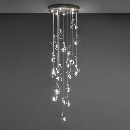 Popolare Knikerboker Curve LED sospensione 20 luci, argento