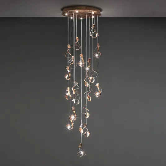 Knikerboker Curve LED sospensione, 20 luci, bronzo Bestseller