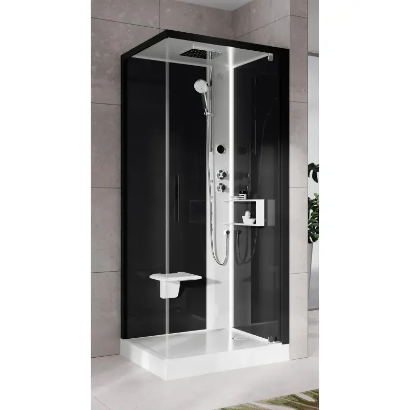 Cabina de ducha 80 x 80 versión derecha con hidromasaje más 1 apertura de puerta batiente Novellini Glax 2 G+F G22GF80DT1L-1UH Offerta Del Giorno