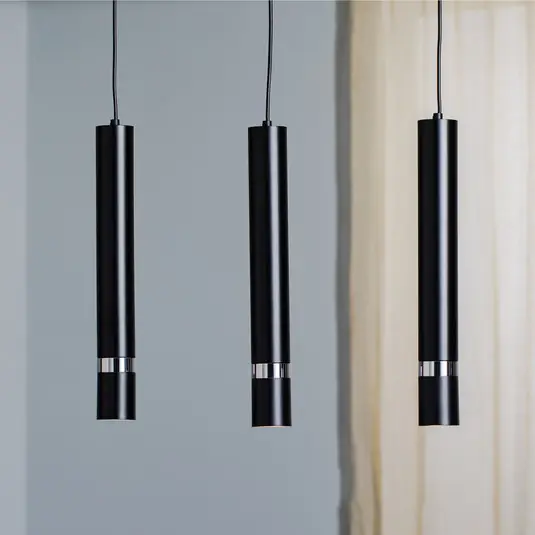Lampada a sospensione Rondo nero/cromo 3 luci lunga Compra Adesso