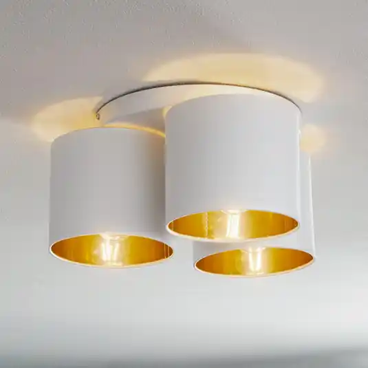 Plafoniera Soho, cilindrica, a 3 luci, bianco/oro Prezzo Scontato