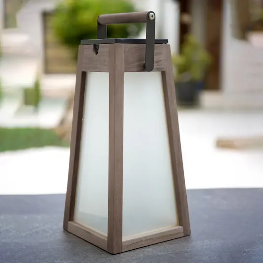 Acquista Ora Lanterna LED solare Tecka teak Duratec grigio 39cm
