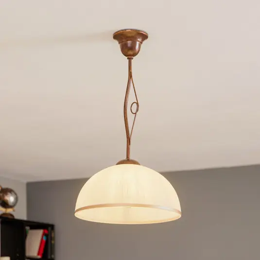Lampada a sospensione Roma in bianco e marrone, 1 luce Novità