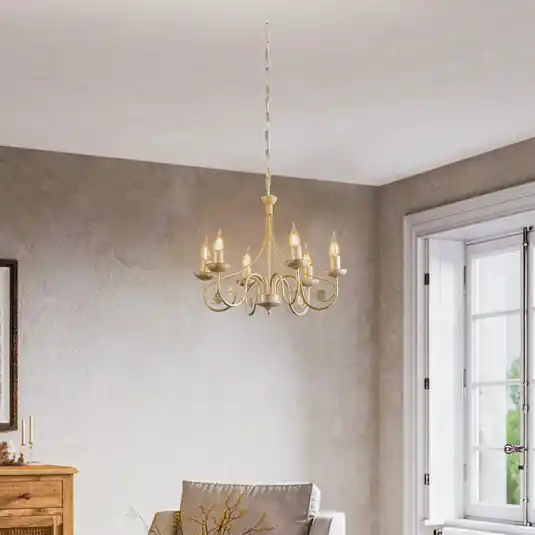 Lampadario Ayleen a 6 luci, 1 livello, bianco A Buon Prezzo