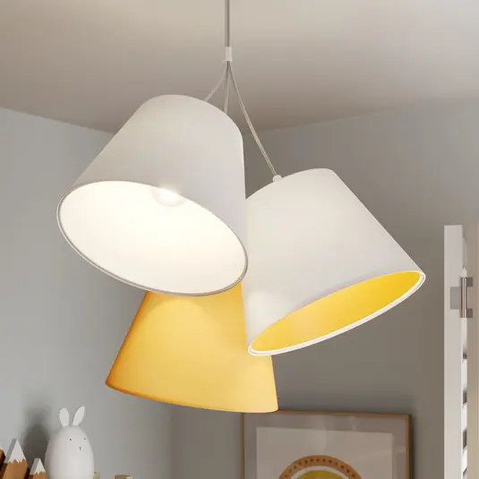Lampada a sospensione Zsofia, a 3 luci, bianco/giallo Ultima Occasione