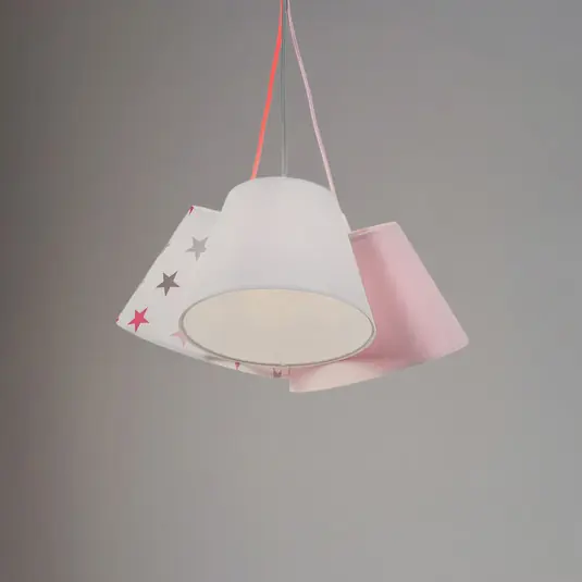 Lampada a sospensione per camere di bambini Zsofia a 3 luci bianco/rosa Spedito Oggi