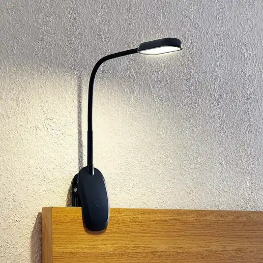 Prios Lampada con morsetto Najari, nero, batteria ricaricabile, USB, 51 cm Prezzo Ridotto