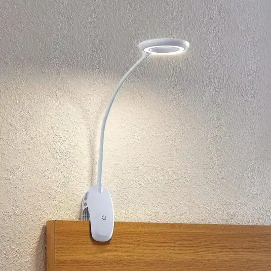 Lampada LED a morsetto Prios Harumi, bianca, batteria ricaricabile, USB, Pagamento Sicuro