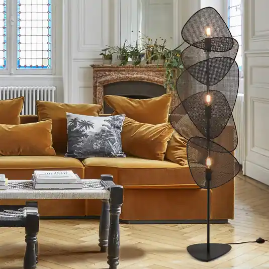 MARKET SET piantana Screen, nera, rattan, altezza 179 cm Pagamento Sicuro