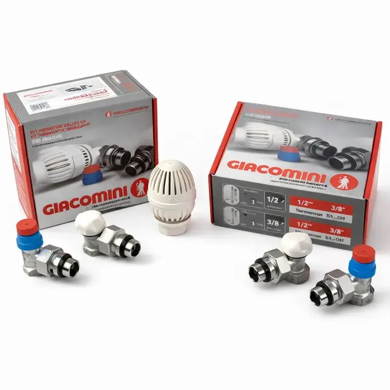 Kit de recalificación energética del radiador con válvula y soporte para conexión de tubería de hierro GIACOMINI R470FX Occasione Imperdibile