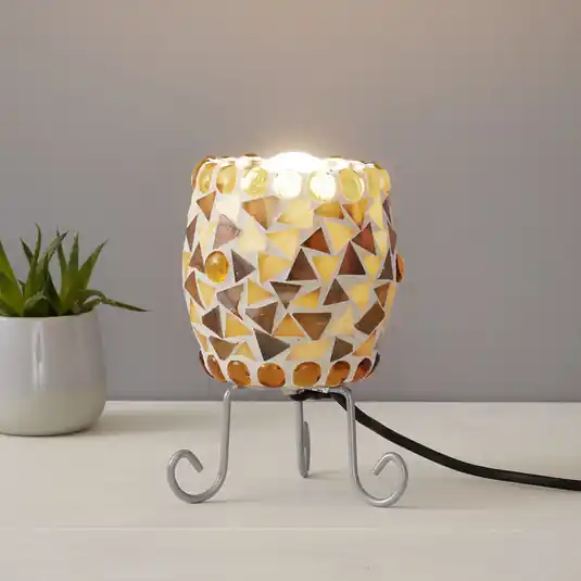 Non Perdere Lampada da tavolo Enya mosaico vetro creme-marrone