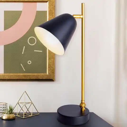Lampada da tavolo Triton in nero e oro Occasione Imperdibile