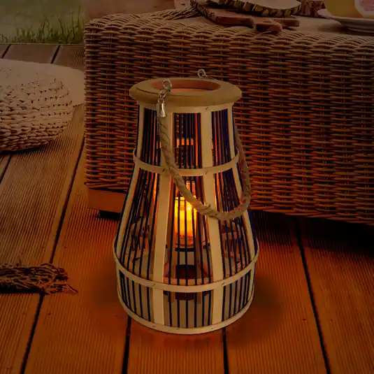 Lampada LED solare Korb, 34 cm, nero/naturale Di Tendenza