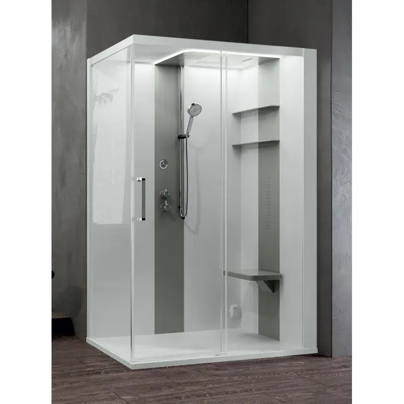 Spedizione Espresso Cabina de ducha multifunción 140 x 80 versión derecha 1 puerta corredera y 1 fija en línea Novellini Skill 2P SKI2P140DT5-1UN3