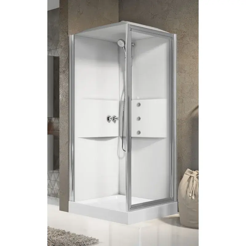 Prezzo Basso Cabina de ducha multifunción 90x90 1 puerta abatible versión hidromasaje Novellini Media 2.0 GF ME2GF90T1F-1AB