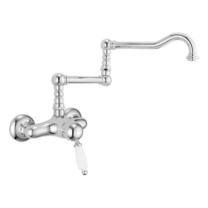 Non Perdere Mezclador de fregadero de pared con caño articulado Porta & Bini New Old 50452CR