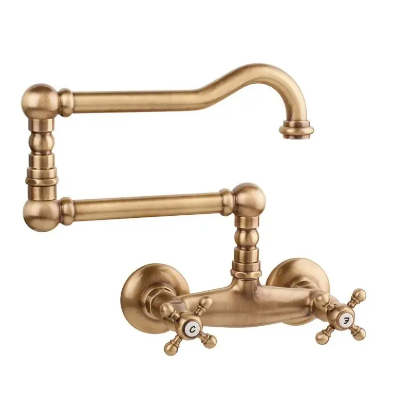 Mezclador de fregadero de pared con caño articulado Porta & Bini Old Fashion 62552BR Offerta Del Giorno