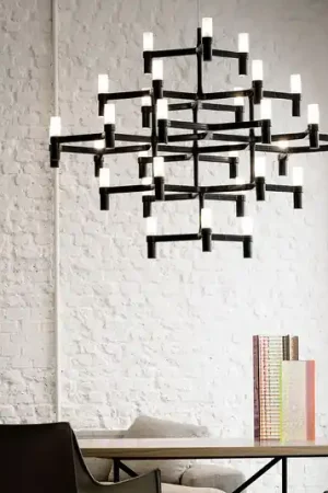 Lampada a sospensione Nemo Crown Major a 30 luci, nera Quantità Limitata