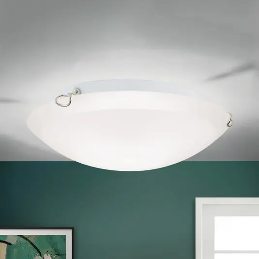 Plafoniera Agada, vetro opalino, cromo, 30 cm Sconto